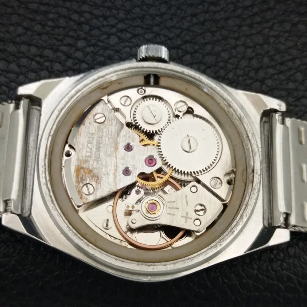 Vintage 1986 Citizen Manual Wound Mens Silver Watch & Silver accents